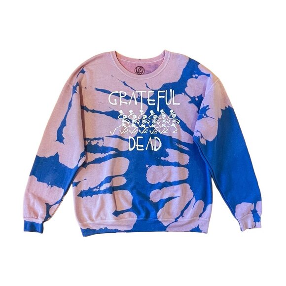 Grateful Dead Dancing Skeletons Tie-Dye Crewneck Sweatshirt Pink Blue XL - Picture 2 of 9